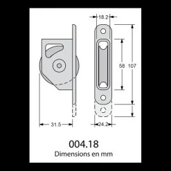 ANTAL Poulie encastrée de sortie de mât réa 40 mm