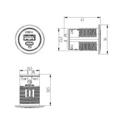EM USB-SE prise USB-A + USCB-C | sans LED