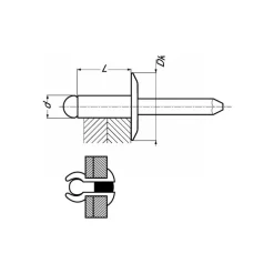 MARINOX Rivet tête plate large alu/acier | ø 4,8 mm