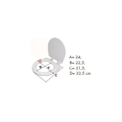 OSCULATI Siège WC en bois laqué blanc, cuvette standard
