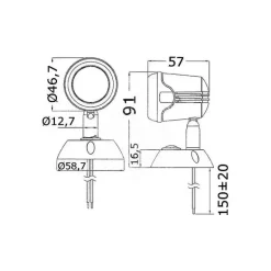 OSCULATI Spot articulé Hi-Power 12/24 V