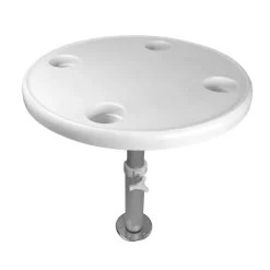TREM Table ronde ABS Blanc ⌀ 60 cm + pied télescopique et embase