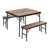 TRIGANO Table camping bois flotté + 2 bancs