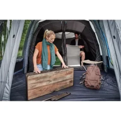 TRIGANO Table camping bois flotté + 2 bancs