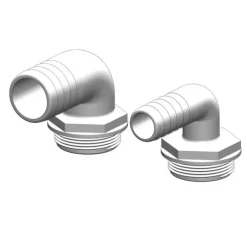 TRUDESIGN Coude 90° MM fileté cannelé blanc & joint bleu 1"1/2