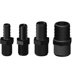 TRUDESIGN Raccord droit MM long fileté cannelé BSP Noir