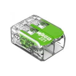 WAGO 221 Green 2 entrées | pack de 10