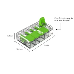 WAGO 221 Green 5 entrées | pack de 10